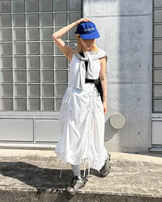 Drawstring Sleeveless Long Dress