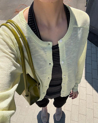 See-through button cardigan