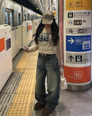 92 Damaged Print Semi-Cropped Sheer Knit
