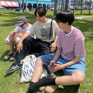 Colored striped short-sleeved T-shirt