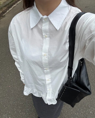 Frilled collar shirt