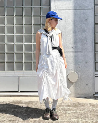 Drawstring Sleeveless Long Dress
