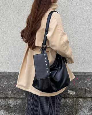 High-neck trench half coat