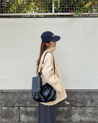 High-neck trench half coat