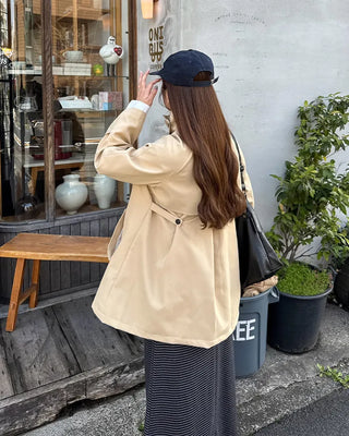 High-neck trench half coat