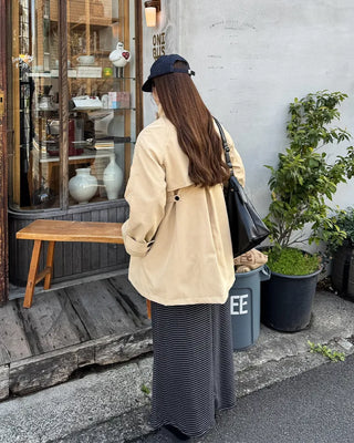 High-neck trench half coat