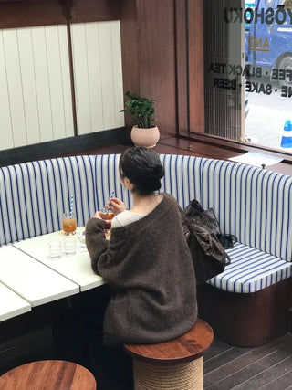 Angora V-neck cardigan