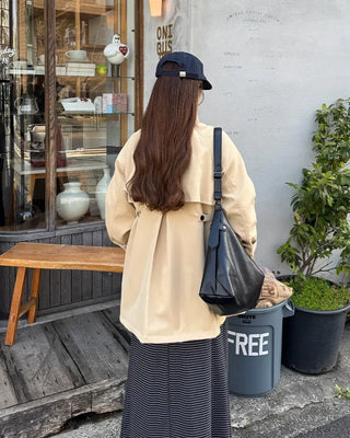 High-neck trench half coat