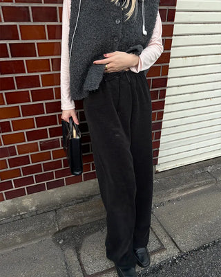 Drawstring waist velour pants