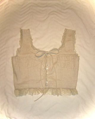Lace hem cropped sleeveless bustier