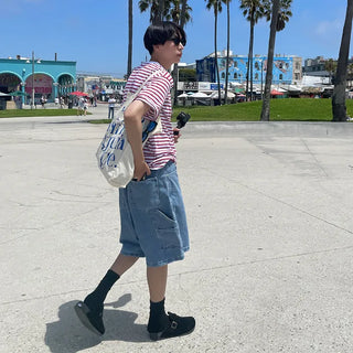 Colored striped short-sleeved T-shirt