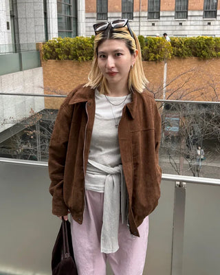 Waist tie camisole layered long-sleeve T-shirt