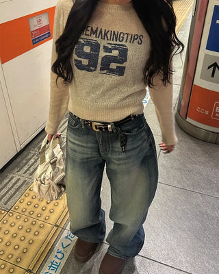 92 Damaged Print Semi-Cropped Sheer Knit