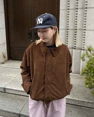 Suede Yoke Line Point Zip-Up Blouson
