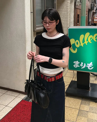 Double eyelet leather belt