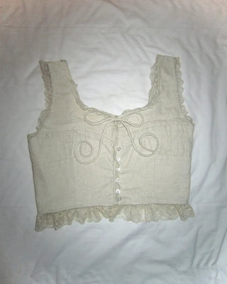 Lace hem cropped sleeveless bustier