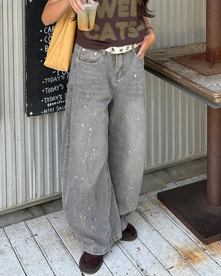 Painted Vintage Wash Denim Pants