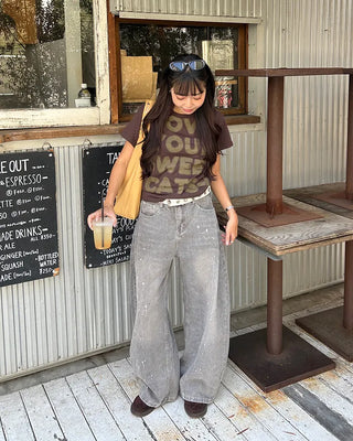 Painted Vintage Wash Denim Pants