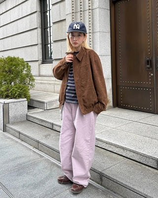 Suede Yoke Line Point Zip-Up Blouson