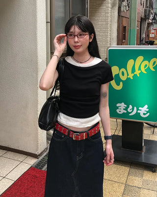 Double eyelet leather belt