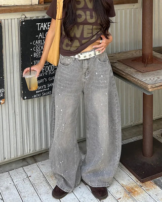 Painted Vintage Wash Denim Pants