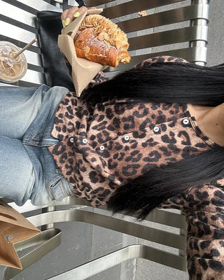 Leopard print semi-cropped cardigan