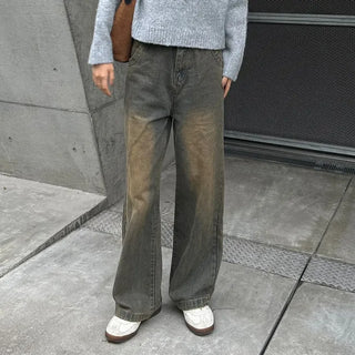 Washed Loose Fit Long Denim Pants