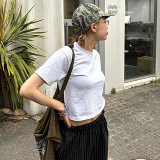 Colored cropped short-sleeved T-shirt