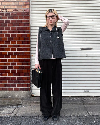 Drawstring waist velour pants
