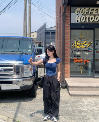 Shirred Cap Sleeve Short Sleeve T-Shirt