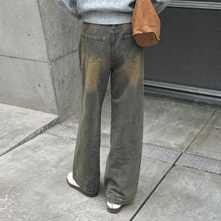 Washed Loose Fit Long Denim Pants