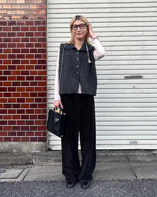 Drawstring waist velour pants