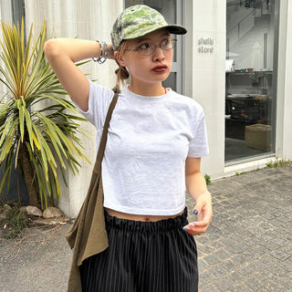 Colored cropped short-sleeved T-shirt