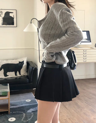 [2pcs] Knit Sleeveless Cardigan Set