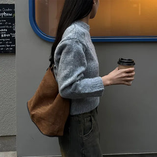 Brushed texture round knit