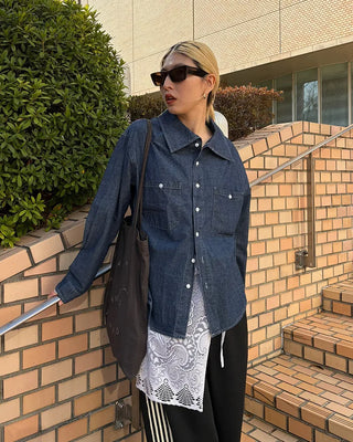 Double bust button pocket denim shirt