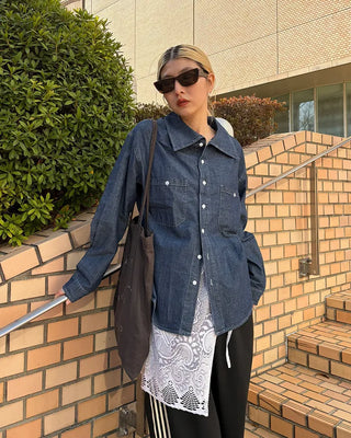Double bust button pocket denim shirt