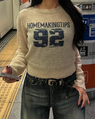 92 Damaged Print Semi-Cropped Sheer Knit