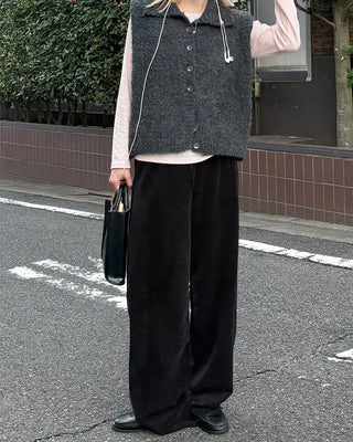 Drawstring waist velour pants
