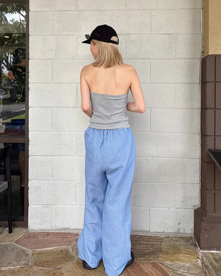 V-Halter Neck Ribbed Top