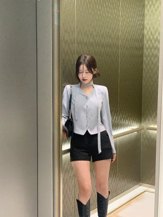Tie jacket & blouse set