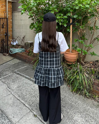 Checked sleeveless bustier