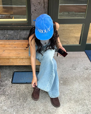 Cut-off wrap skirt & wide-leg denim set