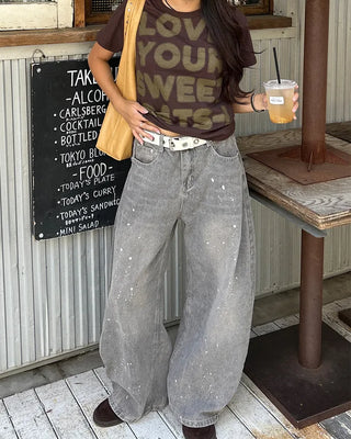 Painted Vintage Wash Denim Pants