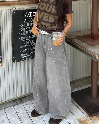 Painted Vintage Wash Denim Pants