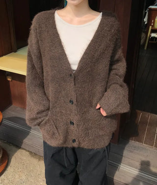 Angora V-neck cardigan