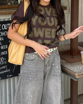 Full lettering semi-cropped T-shirt
