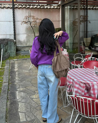 Whiskered Wash Wide Denim Pants