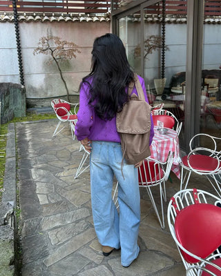 Whiskered Wash Wide Denim Pants