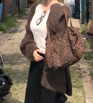 Angora V-neck cardigan